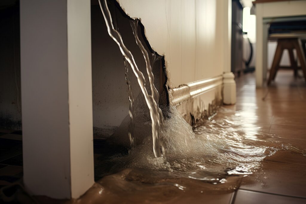 Appartement inondé à cause d'une fuite d'un tuyau éclaté ou après une inondation